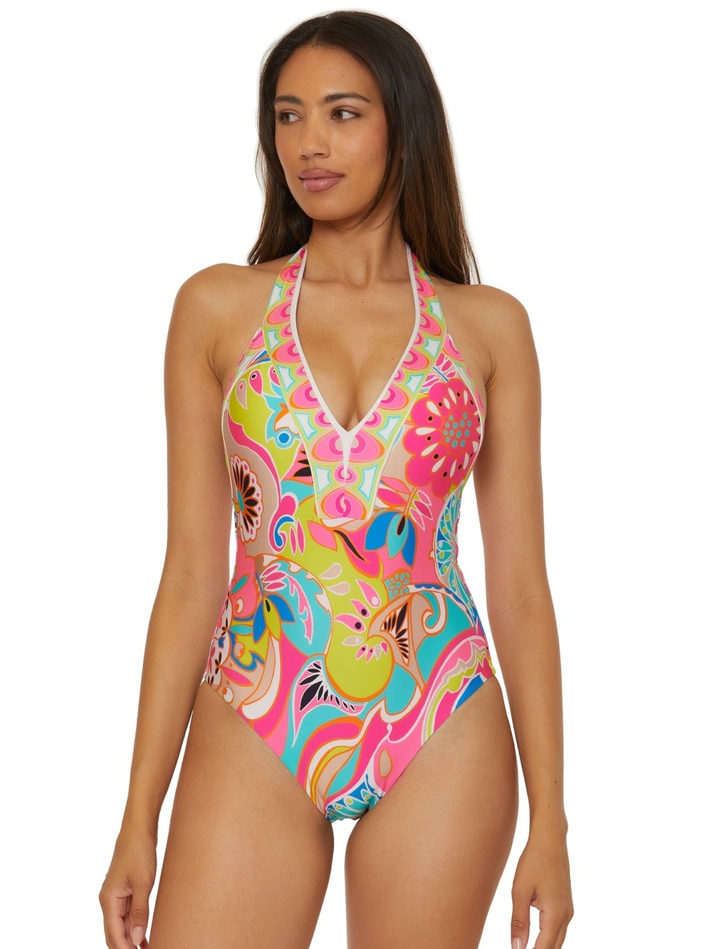Trina Turk Pink Halter One-Piece Swim
